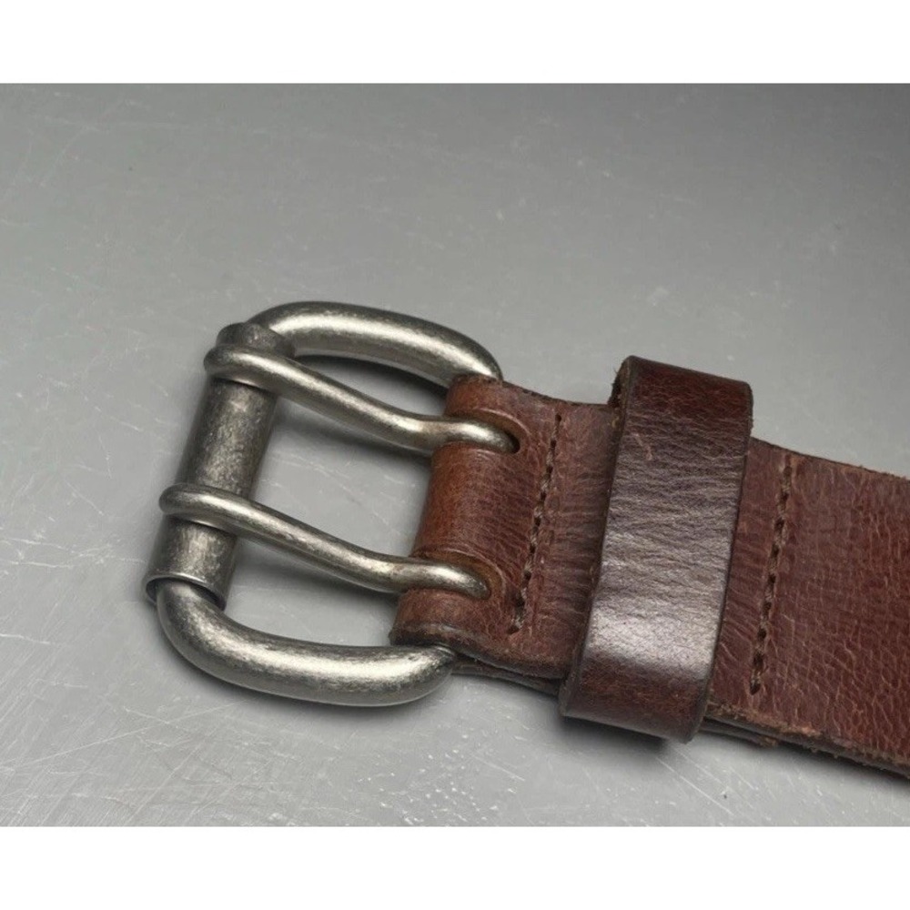 Aeropostale Studded Brown Leather Double Prong 9916 Belt Size L - Picture 12 of 13